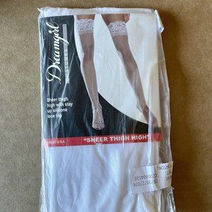 Dreamgirl Women's Sheer Thigh High with Lace Top - One Size White NEW